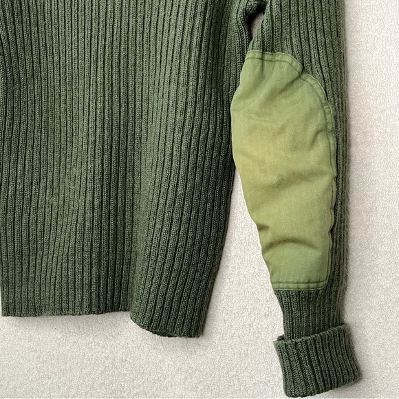 Vintage Military Wool Sweater-Army Olive Green-Made in England-Size 100cm-Vtg- - Picture 6 of 11